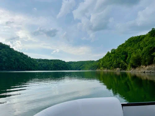 Soft afternoon light on emerald Lake Cumberland waters